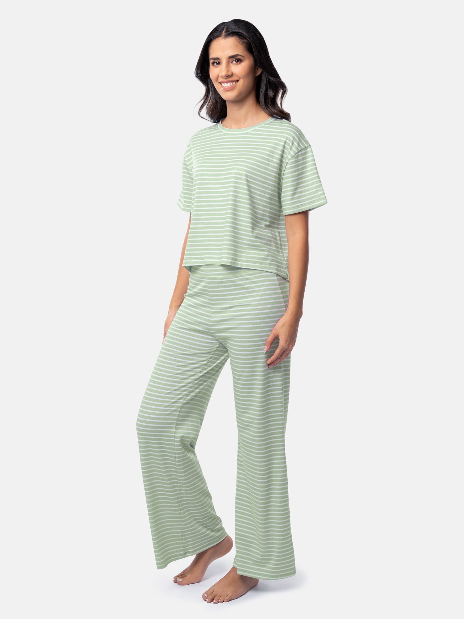 Fruit of the Loom Women's Breathable Short Sleeve Top and Pant Pajama Set, Sizes S-4X