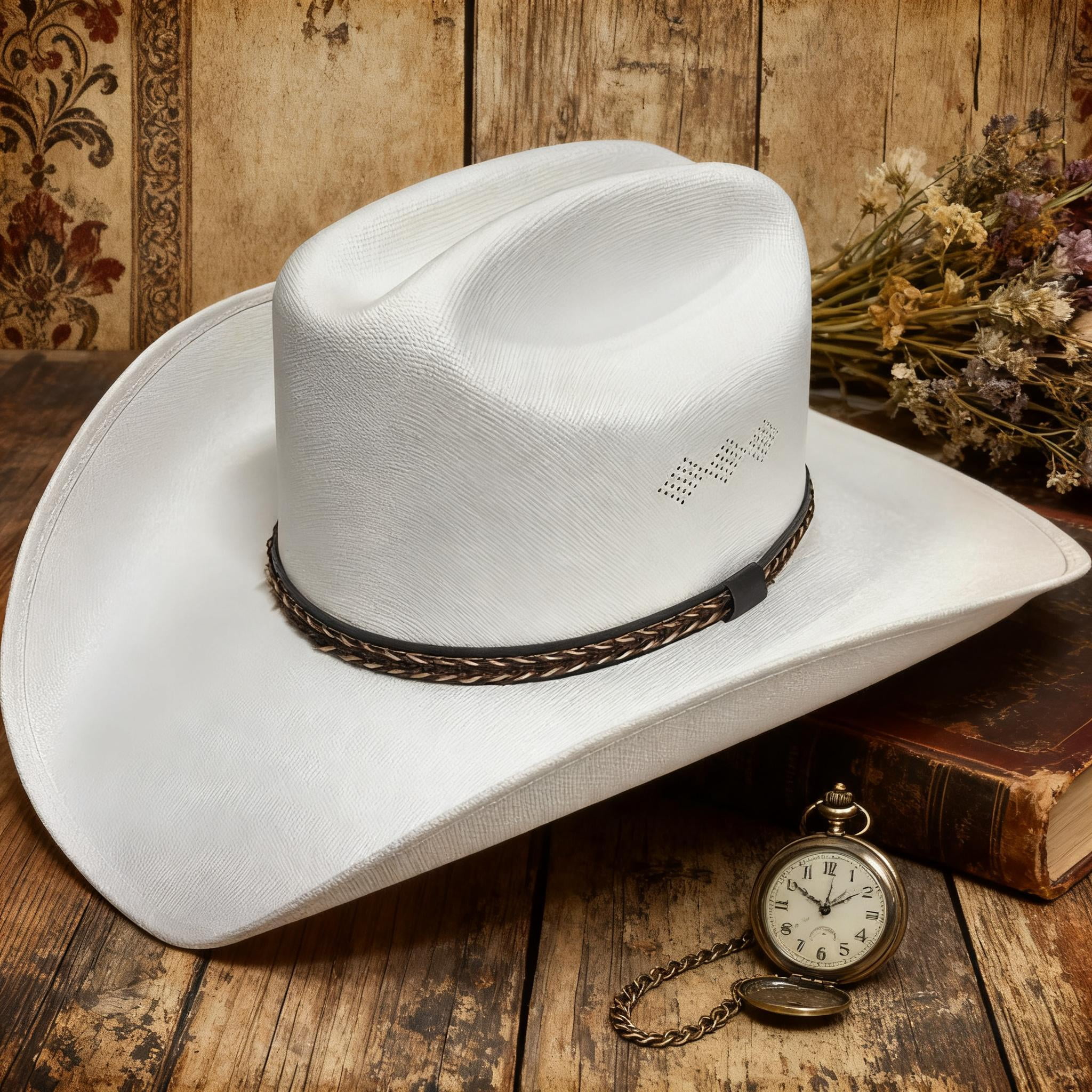Men And Women White Western Cowboy Hat with Braided Band Classic Rodeo Style Sun Hat for Outdoor Festival Available