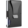 thumbnail image 1 of Cartera minimalista de metal con clip para billetes - Tarjetero delgado de aluminio con bloqueo RFID para bolsillo delantero, para hombres y mujeres (negro), 1 of 5