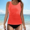 thumbnail image 2 of ZQGJB 2 Piece Swimsuit for Women Push up Padded Blouson Tankini Top with Shorts Trendy Color Block Printed Summer Tummy Control Bathing Suit(Orange,XXL), 2 of 4