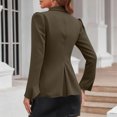 thumbnail image 2 of XPMWRP Women's Elegant Blazers Lapel Neck Ruffle Long Sleeve Business Blouse Deep V Neck Bell Sleeve Office Suit Solid Color Jackets Brown L, 2 of 8