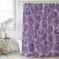 thumbnail image 4 of Valentine's Day Bathroom Shower Curtains with 12 Hooks Polyester Waterproof Shower Curtain for Stalls and Bathtubs Purple Rose Romantic Floral Farmhouse Decorative Bathroom Curtain 48x72 Inches, 4 of 9