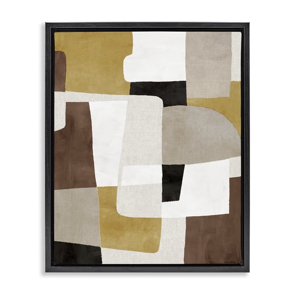 Stupell Industries Funky Boho Geometric Shapes Abstract Painting Black Floater Framed Canvas Art Print Wall Art, 17 x 21