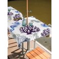 thumbnail image 2 of Outdoor Tablecloths with Umbrella Hole & Zipper, Seahorse Coral Coastal 54x54 Inch Square Tablecloths, Nautical Summer Beach Ocean Sea Waterproof Table Cloth, Patio/Pool/Picnic Table Covers, 2 of 8