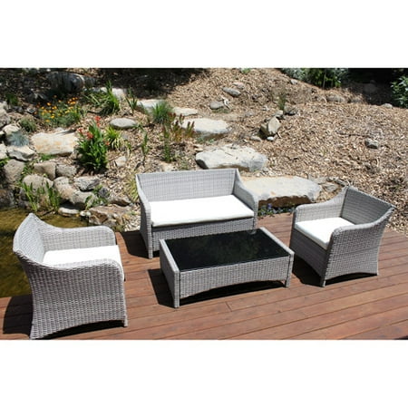Toscana Woven All-Weather Wicker 4-Piece Patio Conversation Set, Seats 4