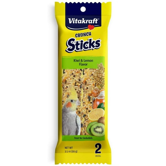 Vitakraft Crunch Sticks Kiwi & Lemon Cockatiel Treats [Bird, Honey Sticks] 2 Pack