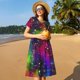 thumbnail image 4 of Balery Bright Universe Vestidos sueltos de manga corta para mujer, vestidos de verano 2025, vestidos casuales de corte A con vuelo., 4 of 6