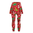 thumbnail image 5 of FUIALDOLGento Cartoon Dinosaur Snowman Skirted Leggings for Women Athletic Skirt with Leggings Yoga Pants Sport Full Length Pants Tennis Clothing,Size 3XL, 5 of 7