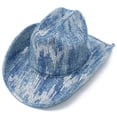 thumbnail image 2 of HNMKIU Stylish Flat Top Sequin Cowboy Hat for Outdoor Travel and Street Fashion Dress Wear Blue,One Size, 2 of 4