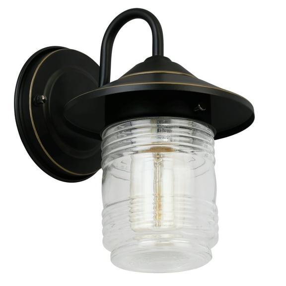 Design House Jerome Jelly Jar Indoor/Outdoor Dimmable Wall Light for Entryway and Patio, Oil Rubbed Bronze