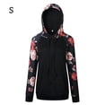 thumbnail image 1 of Sudadera con capucha para mujer, estampado floral, manga larga, bolsillo, suéter con capucha, top, negro, S Methold AP000831-09, 1 of 7