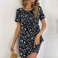 thumbnail image 2 of up to 60% off Gifts Usmixi Womens Dresses Vintage Tie Waist Wrap Hem Short Sun Dresses Casual Leopard Print Crewneck Short Sleeve Mini Summer Dress Black s Clearance Under $5, 2 of 7