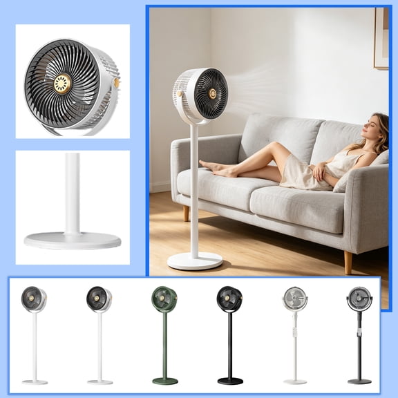 Air Circulator Fan, Quiet Oscillating Small Floor Fan, Adjustable Standing Fan for Bedroom Home Office, Usb Powered Pedestal Fan for Indoor Personal Cooling, 1 Pack