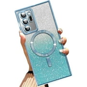 Magnetic Case for Samsung Galaxy Note 20 Ultra [Built-in Camera Lens Protector] Soft TPU Glitter Bling Phone Cover Anti-Scratch Shockproof Case for Women Men - Blue