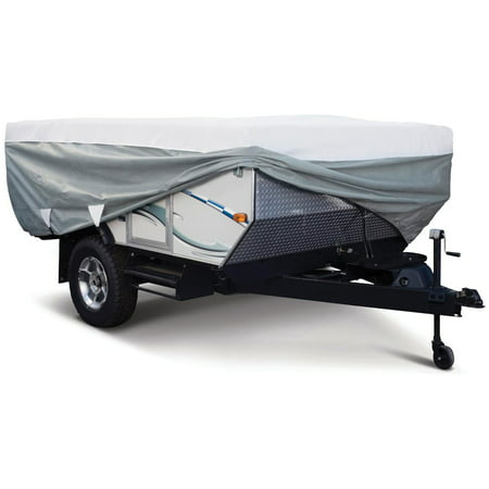 Classic Accessories OverDrive PolyPRO™ 3 Deluxe Pop-Up Camper Trailer Cover, Fits 8' - 10' Trailers - Max Weather Protection RV Cover, Grey/Snow (Best Generator For Pop Up Camper)