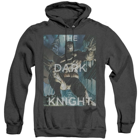 Batman Fighting The Storm Adult Heather Hoodie Sweatshirt Black