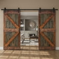 thumbnail image 3 of Coast Sequoia Inc Coast Sequoia 72in x 84in K Series Multi-Color Pine Wood Double Sliding Barn Door With Hardware Kit Aged Barrel/Dark Walnut, 3 of 5