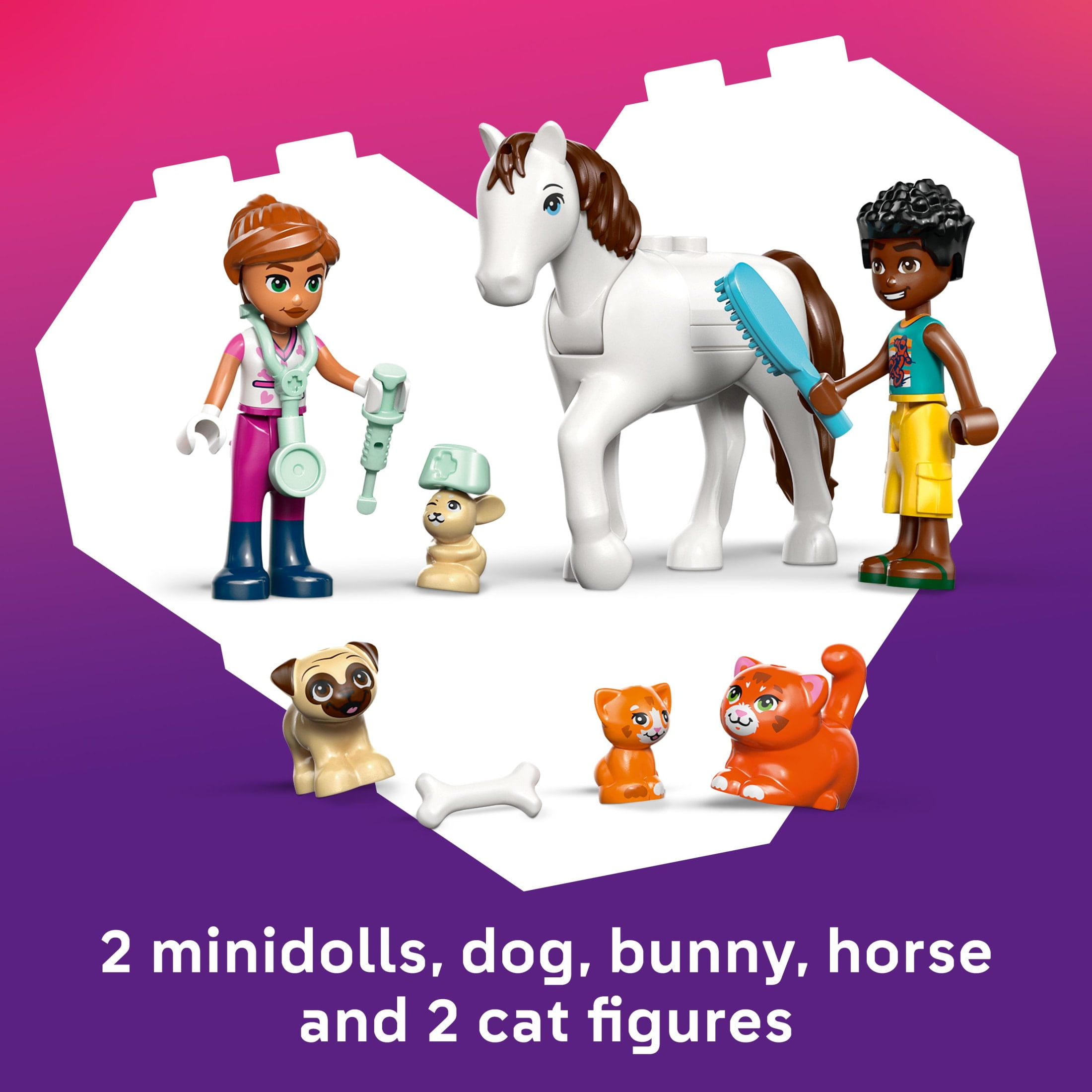 LEGO Friends Animal Vet Clinic Building Toy for Girls & Boys - Pretend Play Set for Preschool Kids, Ages 4+ - W/Valeria & Zac Minidolls, 5 Toy Pets, & Accessories - Gift Idea for Birthdays - 42696