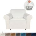 thumbnail image 1 of H.VERSAILTEX Fauteuil de Velours de Luxe 1 Pièce, Housse Stretch, Ivoire, 1 of 7
