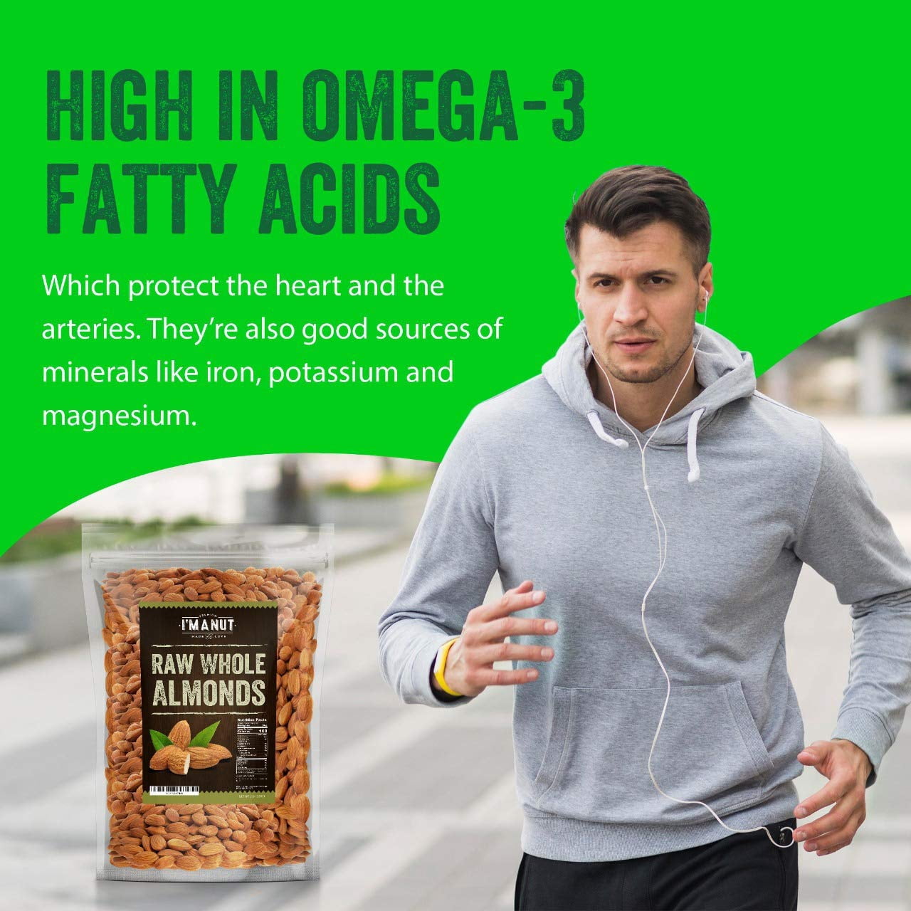 Raw Whole California Almonds-32 oz-No PPO Non GMO Protein Boost-Vegan and Kosher I'M A NUT