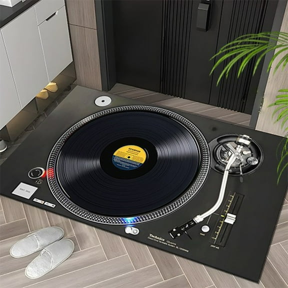 Record Player Creatives Policy Radio Floor Mat Carpet Home Living Room Door Mat Dirt-resistants Non-slip Floor Mat