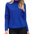 thumbnail image 3 of Womens Mock Neck Batwing Sleeve Sweaters Fall Winter Oversized Knit Cute Pullover Sweater Dolman Tops Trendy Blue S, 3 of 10