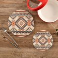 thumbnail image 2 of SKYSONIC 2 pcs Tribal Geometric Ethnic Pot Holders Trivets, Heat Resistant Trivets,Nordic Stripes Oriental Cotton Thread Weave Mats for Hot Pads Pans Pot Bowl Teapot, 2 of 7