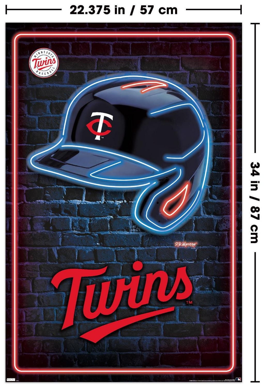 MLB Minnesota Twins - Neon Helmet 23 Wall Poster, 22.375" x 34"
