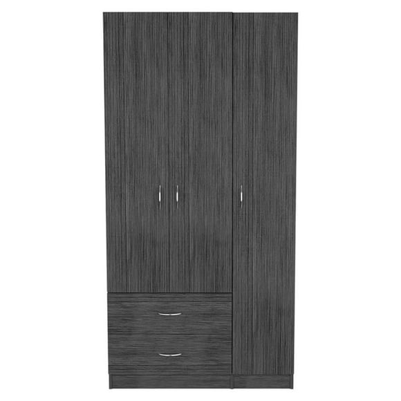 TUHOME Austral Armoire à 3 Portes Armoires en Bois d'Ingénierie en Gris