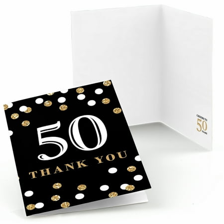 Adult 50th Birthday - Gold - Birthday Party Thank You Cards (8 count