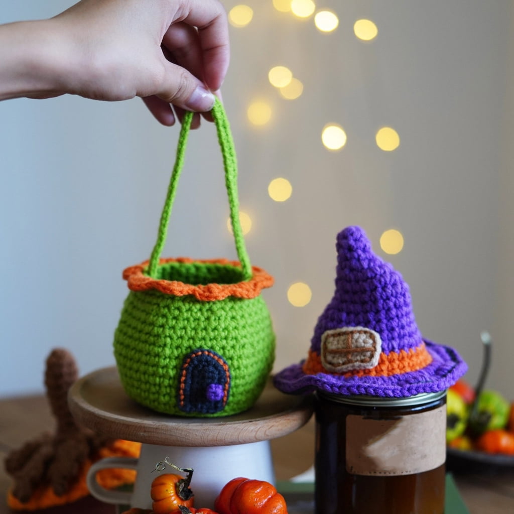 Halloween Candy House Crochet Set for Kid Adult, with Video Tutorial Instruction, Crochet Hook, Knitting Needle, Yarns