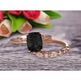 thumbnail image 3 of 1.80 Carat 8X6mm Cushion Cut Black Diamond Moissanite Solitaire Engagement Ring With Matching Band On 10K Rose Gold Art Deco Shining Startling Ring Anniversary Gift, 3 of 5