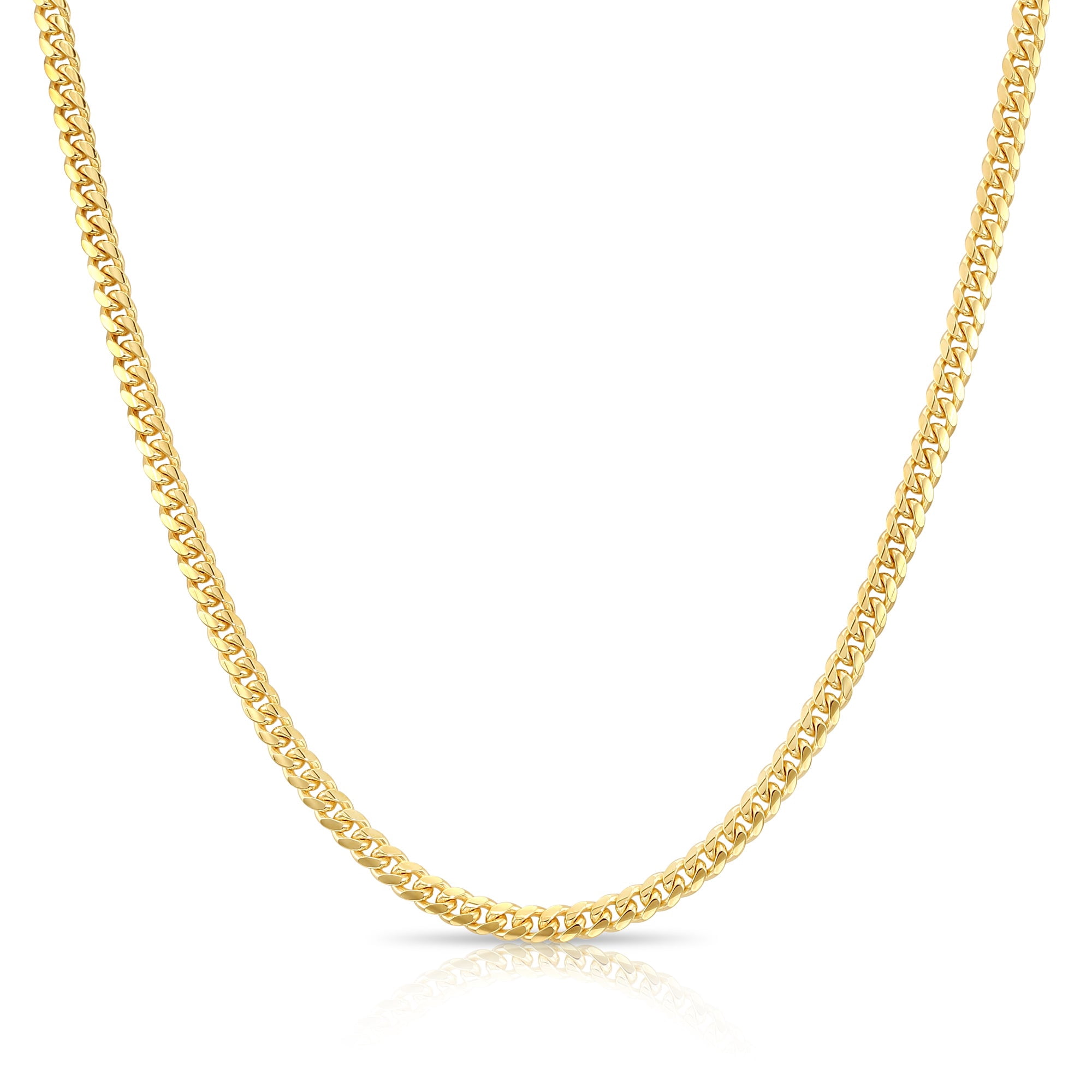 Tilo Jewelry 14K Solid Yellow Gold Miami Cuban Link Chain Necklace with Secure Lobster Lock | 4mm - 18 Inch | Everyday Necklace for Men, Women, Unisex