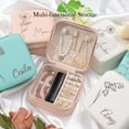 thumbnail image 2 of Custom Leather Jewelry Box with Name and Birth Flower Month, Personalized Jewelry Travel Case Ring Box Birthday Chirstmas Customizable Gifts for Women - Sky Blue, July, 2 of 10