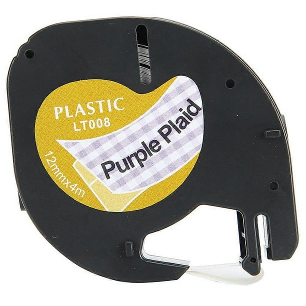 Thermal Paper Label Tape Cute Labeling Ribbon Maker Sticker Purple Plaid for Dymo 12mm