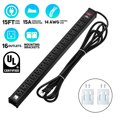 thumbnail image 3 of CRST 16-Outlet 15Amps 1875W Metal Power Strip with 15 Feet Long Extension Power Cord, Mounting Brackets Included, UL Listed, 3 of 8