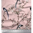 thumbnail image 2 of Soimoi Pink Cotton Voile Fabric Floral & Paradise Whydah Bird Decor Fabric Printed Yard 58 Inch Wide, 2 of 3