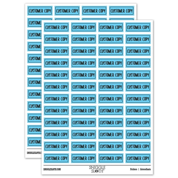 Customer Copy Invoice Receipt Sticker Set - Light Blue - Gloss Finish - 1.25" Mini