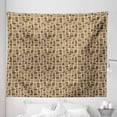 thumbnail image 1 of Brown Beige Tapestry, Random Geometrical Shapes Asymmetric Squares Creative Illustration of Art, Fabric Wall Hanging Decor for Bedroom Living Room Dorm, 5 Sizes, Cocoa Caramel, by Ambesonne, 1 of 1