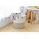thumbnail image 3 of Cotton Laundry Hamper, Storage Hamper, Dirty Clothes Hamper , Foldable Soft Fabric Laundry Hamper With Handles 30 X 36cm (beige And White), 3 of 5
