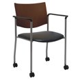 thumbnail image 4 of KFI Studios Evolve Stack Chair with Arms & Casters, Chocolate Wood Back, Black Seat, 4 of 5