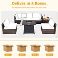thumbnail image 3 of Gymax 7PCS Rattan Patio Sectional Furniture Set w/ 30'' Fire Pit Table & Off White Cushion, 3 of 6