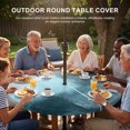 thumbnail image 3 of Round Outdoor Tablecloth with Umbrella Hole and Zipper, Blue Gray Tablecloth with Elastic Waterproof, Retro Abstract Gradient Plaid Geometric Art Patio Table Covers for 55" - 60" Picnic Pool Tables, 3 of 9