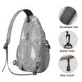 thumbnail image 3 of Sling Backpack,Gray Christmas Tree Pattern Sling Bag with Water Bottle Holder,Waterproof Sling Bag for Men/Women with Headphone Jack for Hiking,Travel, 3 of 6