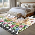 thumbnail image 4 of Spring Rabbits Large Area Rugs 5x8 ft Pink Rose Purple Flowers Daisy Easter Washable Rug Non Slip Indoor Carpet Absorbent Floor Mat for Living Room Bedroom Dining Room, 4 of 9