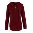 thumbnail image 6 of Lovskoo 2024 Sweatshirt for Women Hooded Solid Color Long-Sleeved Sweatshirt Casual Blouse Pullover Tops Burgundy, 6 of 9