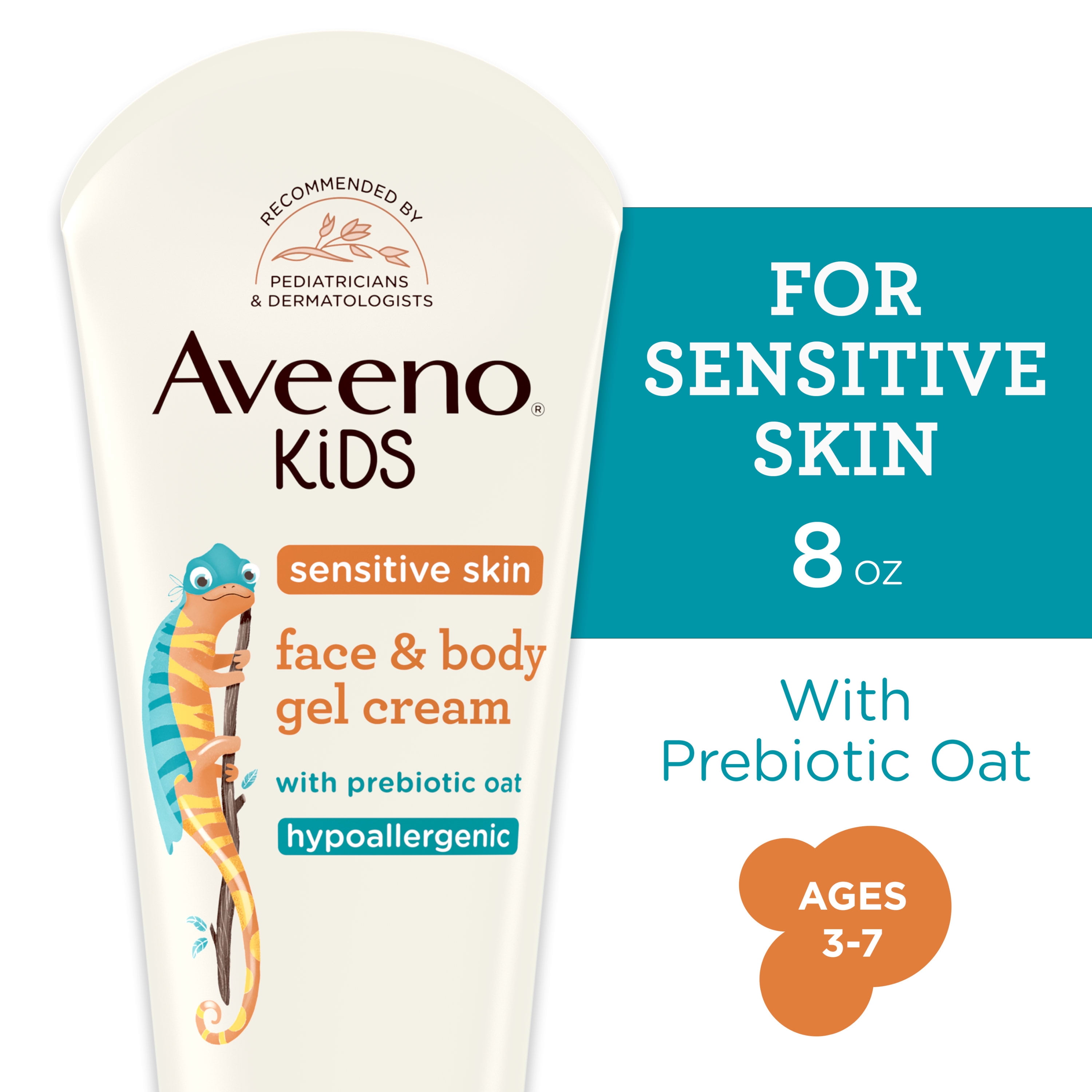 Aveeno Kids Sensitive Skin Face & Body Gel Cream, Hypoallergenic, 8 oz