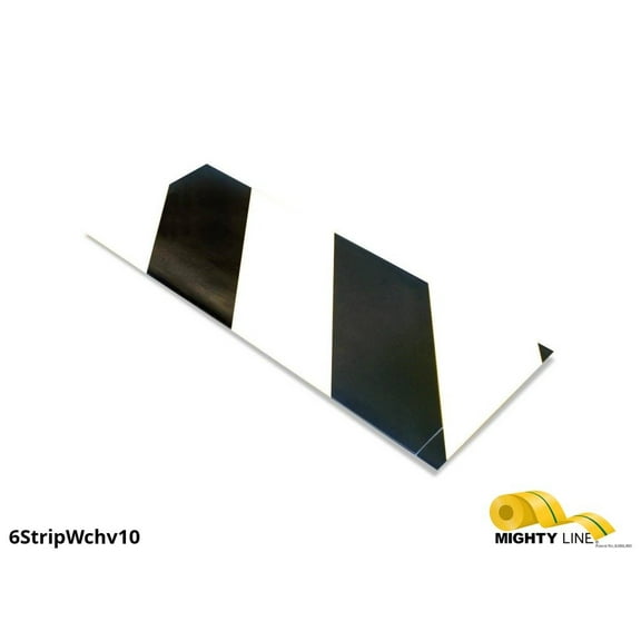 Mighty Line, White and Black Hazard, 6" by 10" Segments, Peel and Stick 10" Strips