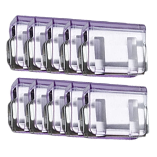 10 pinzas para fijar perneras de pantalón, portátiles, multiusos, premium. Morado transparente