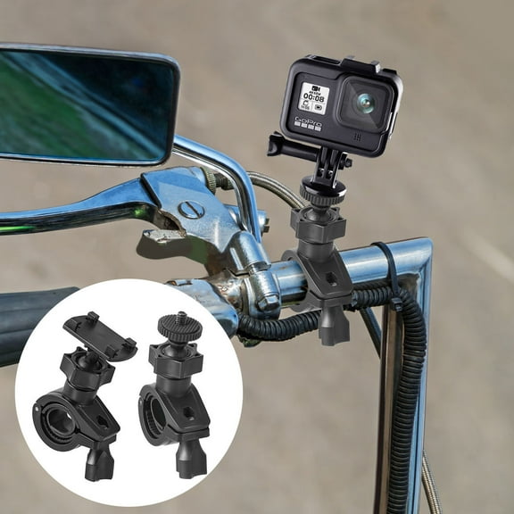 Pretyzoom 2Pcs Motorcycle Handlebar Mirror Mount Holder Support Bracket Black ABS Material